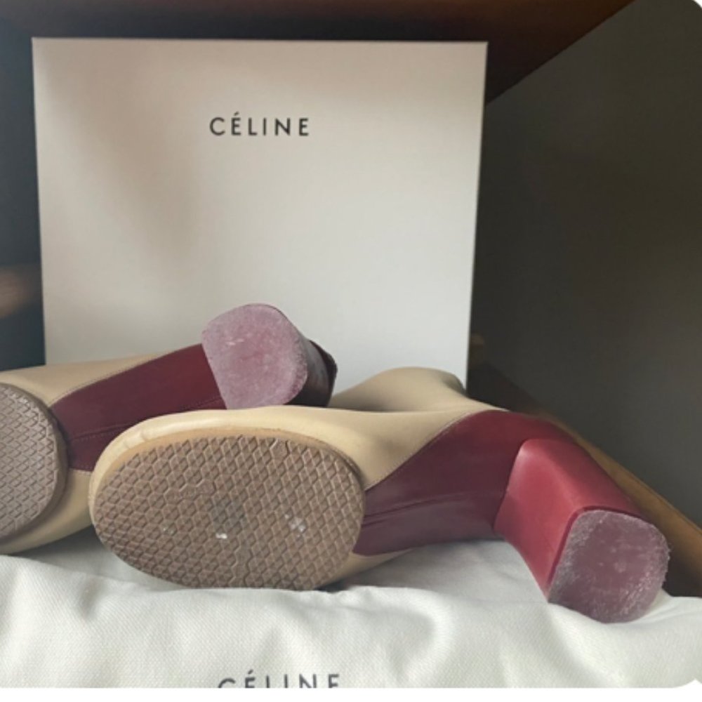 Celine Phoebe Philo Red and White Spring 2018 Ankle Boots - Picture 2 of 4